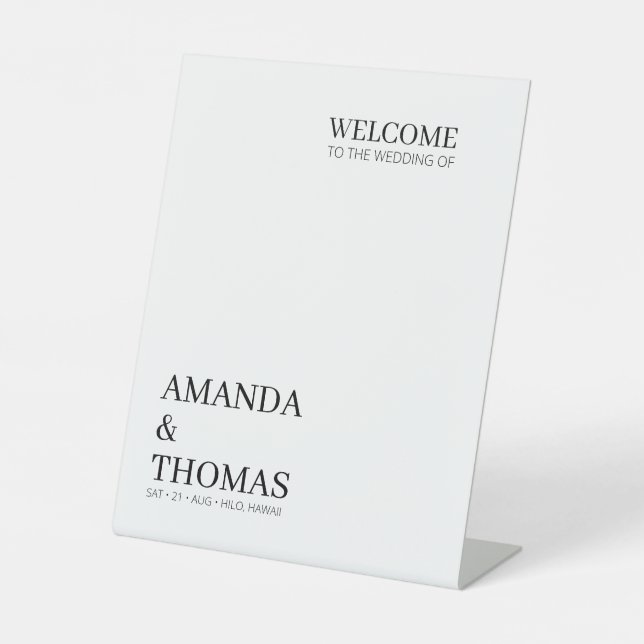 Minimal Wedding Welcome Pedestal Sign (Front)