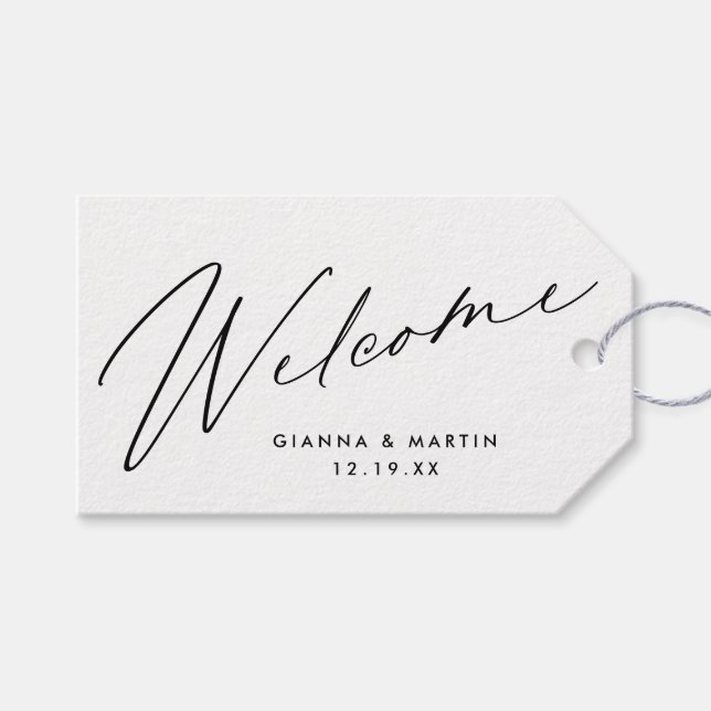 Minimal Welcome Wedding Favour Gift Tags (Front (Horizontal))