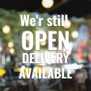 Minimal We're Still Open  Window Cling