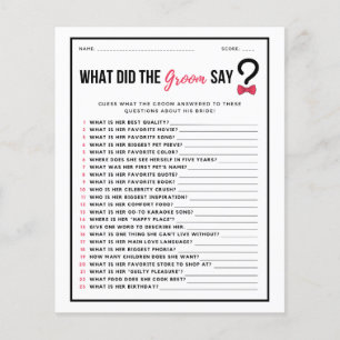 Minimal What Did the Groom Say Bridal Shower Game Flyer