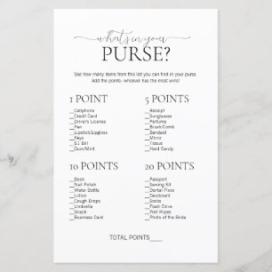 Minimal What's In Your Purse Bridal Shower Game