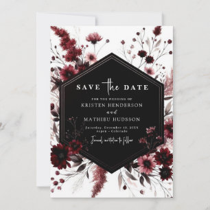Minimal Whimsical Burgundy Wedding Save The Date