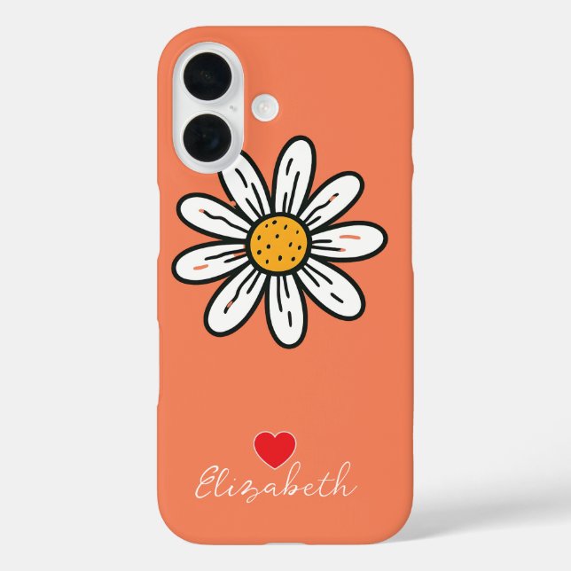 Minimal Whimsical Daisy Hand-Drawn Floral Case-Mate iPhone Case (Back)