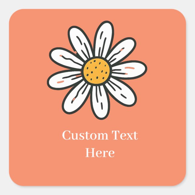Minimal Whimsical Daisy Hand-Drawn Floral Sticker (Front)