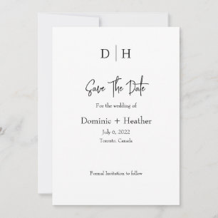 Minimal White and Black Photo Save The Date