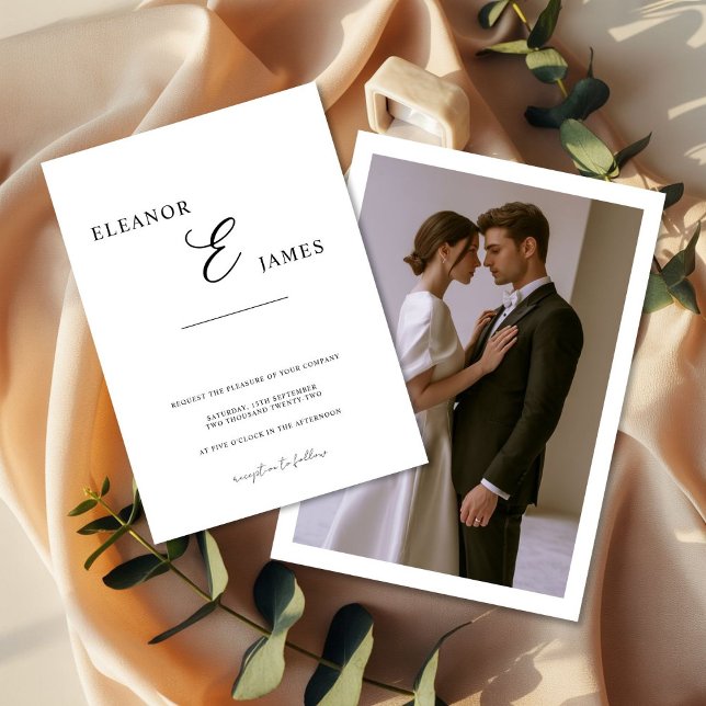 Minimal White and Black Wedding Invitation card (Creator Uploaded)