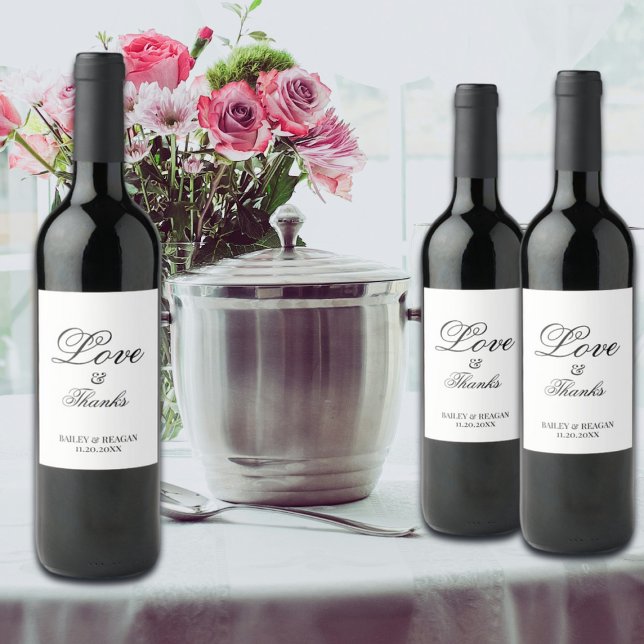 Minimal White and Black Wedding  Wine Label (Creator Uploaded)