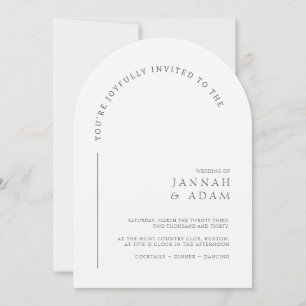 Minimal White Arch Formal Wedding Invitation
