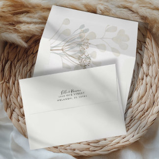 Minimal White & Beige Return Address Wedding  Envelope