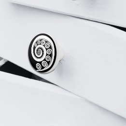 Minimal White Black Botanical Fern Leaf Inspired Ceramic Knob