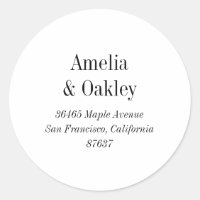 Minimal White Black Elegant Wedding Return Address