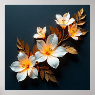 🤍 Minimal White Blossom Sprig Botanical Calm Natu Poster