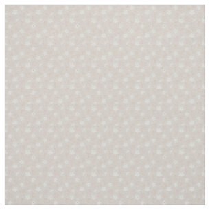 Minimal White Blossoms on Soft Beige Background Fabric