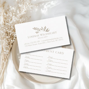 Minimal White Botanical Salon Appointment Card