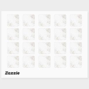 Minimal White Confetti Birthday Invitation Elegant Square Sticker