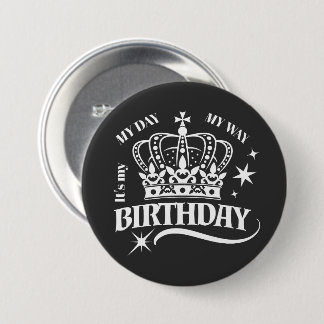 Minimal White Crown Birthday Quote Typography 7.5 Cm Round Badge