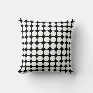 Minimal White Dots on Solid Black Background Cushion