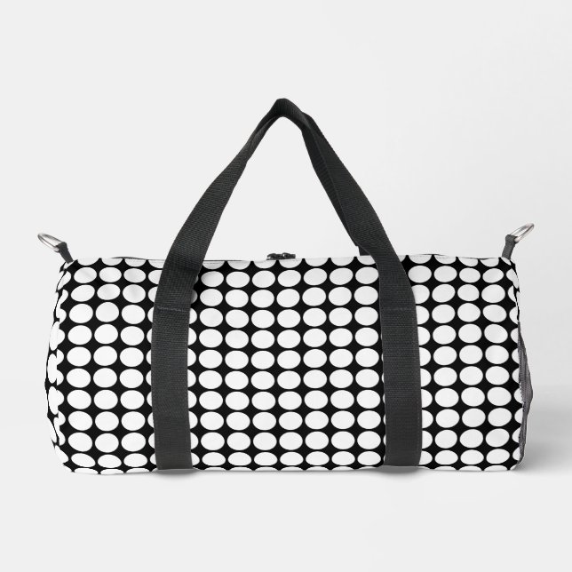 Minimal White Dots on Solid Black Background Duffle Bag (Front)