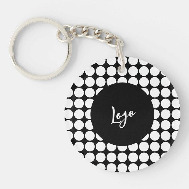 Minimal White Dots on Solid Black Background Key Ring (Front)