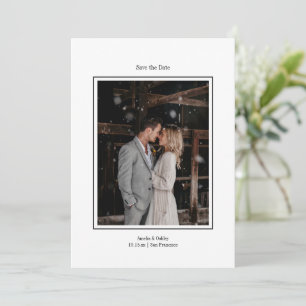 Minimal White Elegant Wedding Custom Photo Save The Date