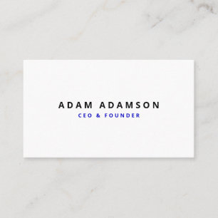 Minimal White Founder Ceo President Corporate Business Card