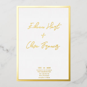 Minimal White Goild Border Typography Wedding