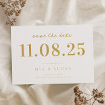 Minimal White Gold Chic Wedding Date Non-Photo Save The Date<br><div class="desc">Personalise this minimal chic design wedding save the date with all of your details.</div>