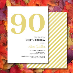 Minimal White Gold Typography Birthday Invitation