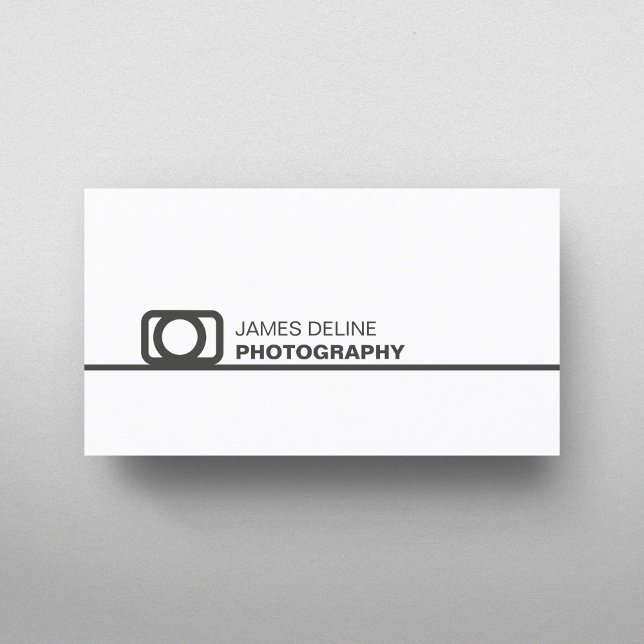 Minimal White Grey Line Icon Photography Business Card (Creator Uploaded)