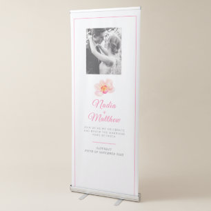 Minimal white orchid flower photo wedding renewal retractable banner