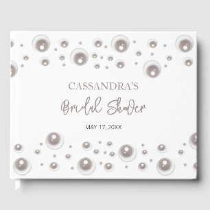 Minimal White Pearl Bridal Shower  Guest Book