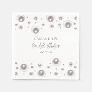 Minimal White Pearl Bridal Shower Napkin