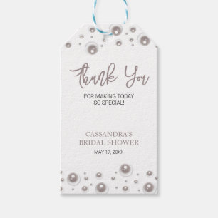 Minimal White Pearl Bridal Shower Thank You Gift Tags