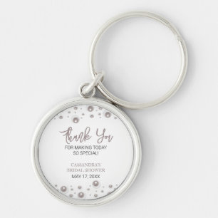 Minimal White Pearl Bridal Shower Thank You Key Ring