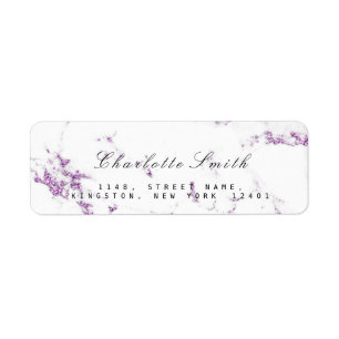Minimal White Purple Lavender Marble RSVP