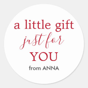 Minimal White Red Text for Gift Classic Round Sticker
