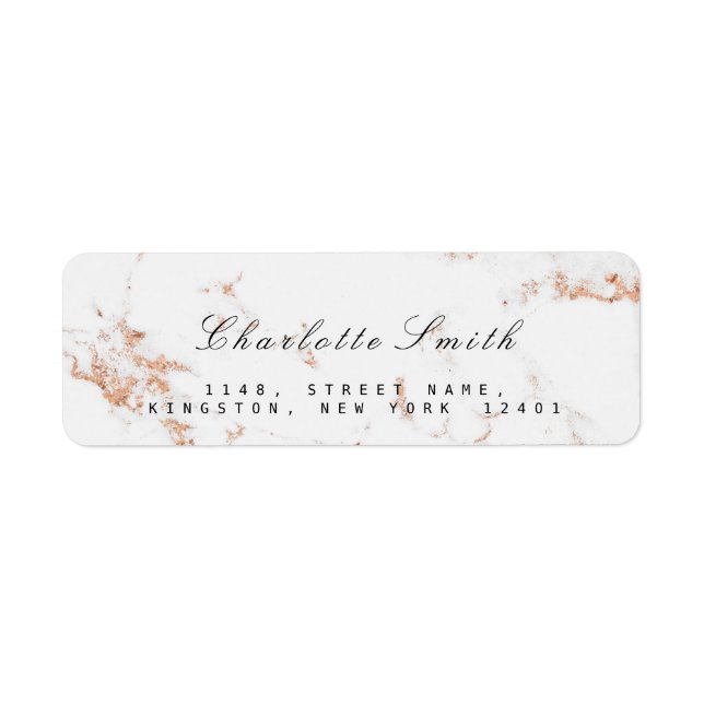 Minimal White Rose Gold Copper Marble RSVP (Front)
