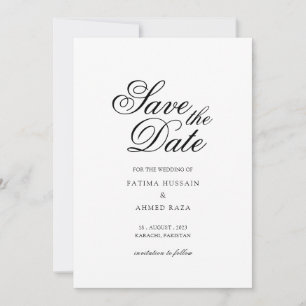 Minimal White Script Muslim Save The Date Card