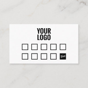 Minimal white simple your logo coffee shop loyalty card