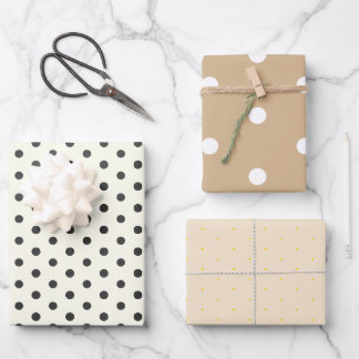 Minimal White Tan Polka Dot Wrapping Paper