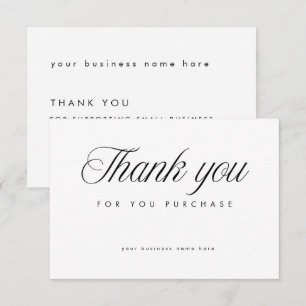 Minimal White . Thank You for Your Purchase Card 
