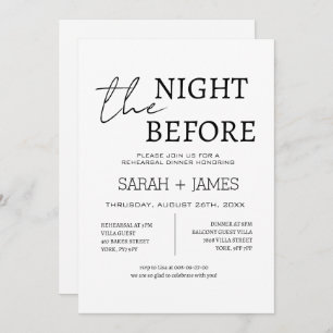 Minimal White the Night Before Rehearsal Dinner Invitation