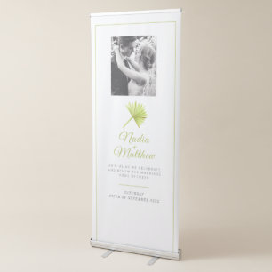 Minimal white tropical palm photo wedding renewal retractable banner