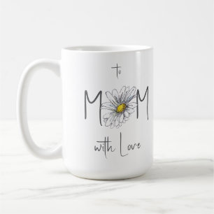 Minimal White Watercolor Daisy Mom Mothers Day  Coffee Mug