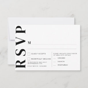 Minimal white Wedding  RSVP Card