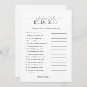 Minimal Who Knows The Bride Bridal Shower Game Invitation