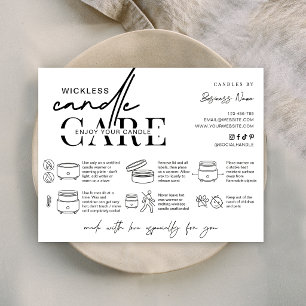 Minimal Wickless Candle Safety Instructions Guide Thank You Card