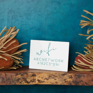 Minimal Wifi Password Sign Turquoise Plaque