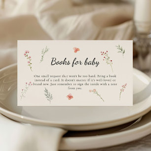 Minimal Wildflower Boho Baby Shower Books For Baby Enclosure Card