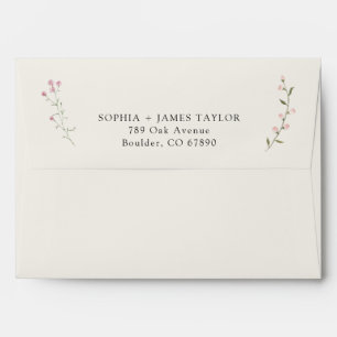Minimal Wildflower Boho Beige Floral Wedding Envelope